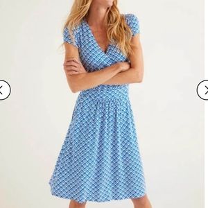 Lola Jersey Dress - Bold Blue, Arc Scallop